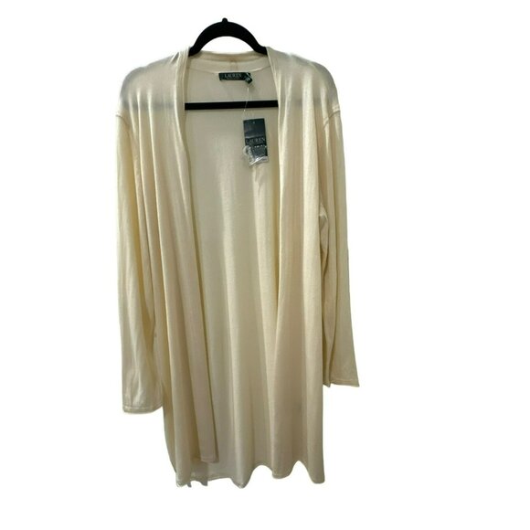 Lauren Ralph Lauren Long Open Cardigan Sweater size 2X Duster Silk FLAWS Womens - Picture 1 of 7